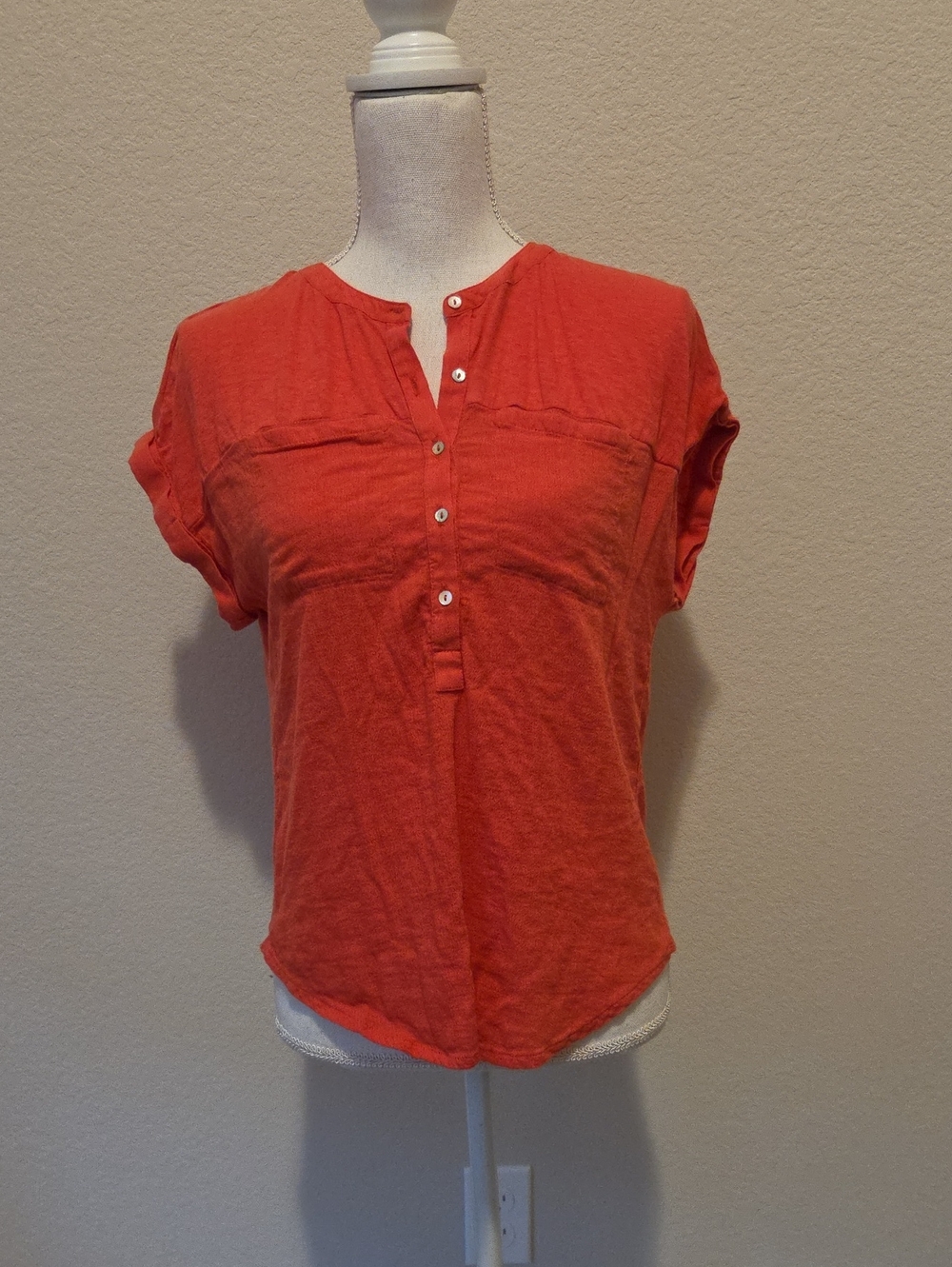 Lucky Brand Coral Short Sleeve Henley